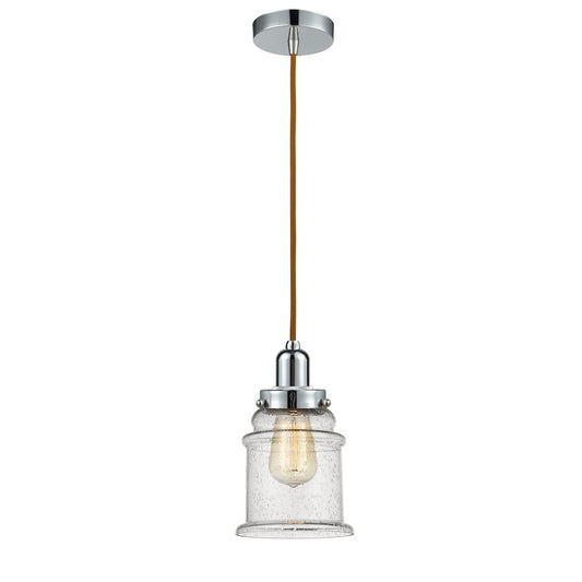 Innovations Canton 8in Mini Pendant | Industrial Polished Chrome and Seeded Glass | Kitchen Island & Dining Room | Model 100PC-10CR-0H-PC-G184