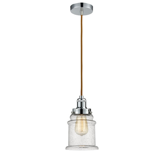 Innovations Edison Canton 1-Light Mini Pendant | Industrial Polished Chrome and Seeded Glass | Kitchen Island & Dining | Model 100PC-10CR-1H-PC-G184