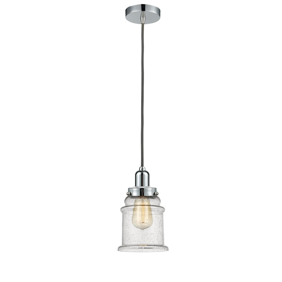 Innovations Whitney Canton 8in 1-Light Mini Pendant | Industrial Polished Chrome with Seedy Glass | Kitchen Island | Model 100PC-10GY-0H-PC-G184