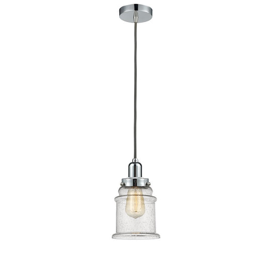 Innovations Whitney Canton 8in 1-Light Mini Pendant | Industrial Polished Chrome with Seedy Glass | Kitchen Island | Model 100PC-10GY-0H-PC-G184
