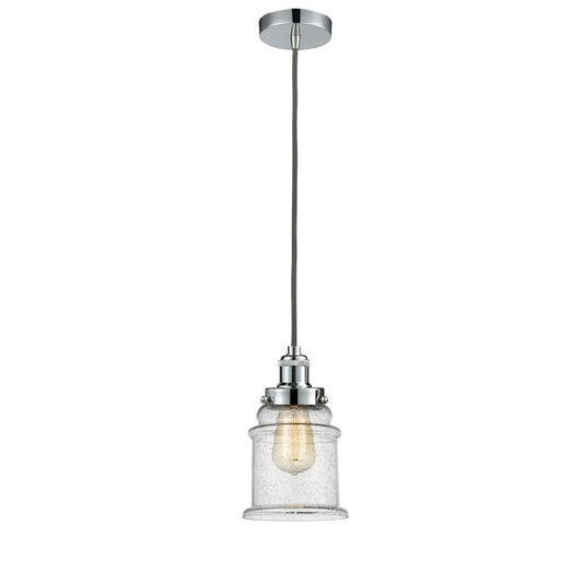 Innovations Canton Mini Pendant | Industrial Polished Chrome and Seedy Glass | Kitchen Island & Bar Area | 8 x 11.25 in | Model 100PC-10GY-1H-PC-G184