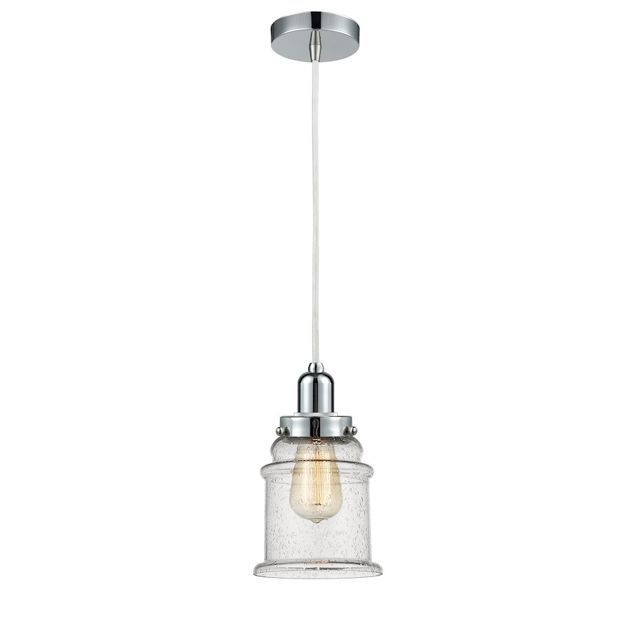 Innovations Whitney Canton 8in 1-Light Mini Pendant | Industrial Polished Chrome and Seedy Glass | Kitchen Island | Model 100PC-10W-0H-PC-G184