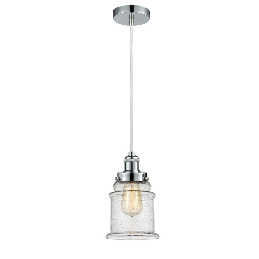 Innovations Canton 8in 1-Light Mini Pendant | Industrial Polished Chrome and Seedy Glass | Kitchen Island & Dining Room | Model 100PC-10W-1H-PC-G184