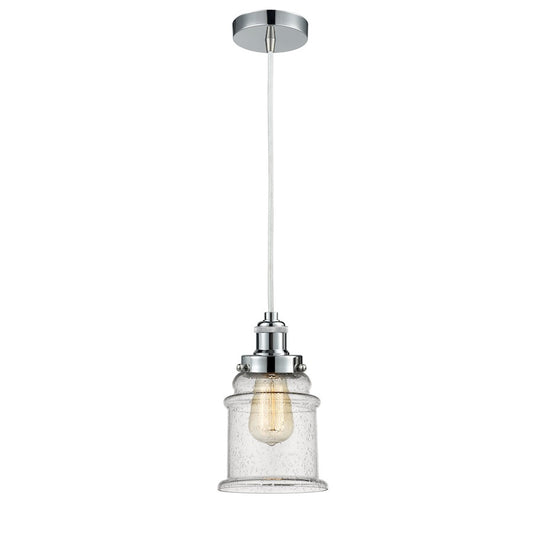 Innovations Canton 8in 1-Light Mini Pendant | Industrial Polished Chrome and Seedy Glass | Kitchen Island & Dining Room | Model 100PC-10W-1H-PC-G184