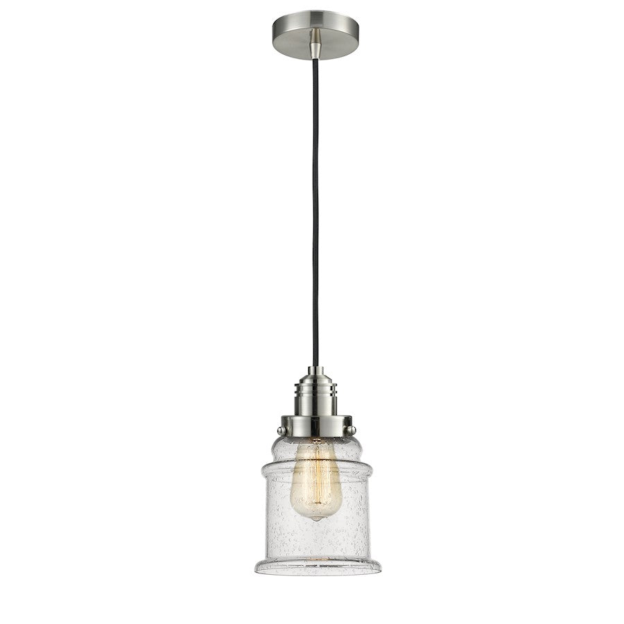 Innovations Winchester Canton 11in 2-Light Mini Pendant | Industrial Satin Nickel and Seedy Glass | Kitchen Island | Model 100SN-10BK-2H-SN-G184