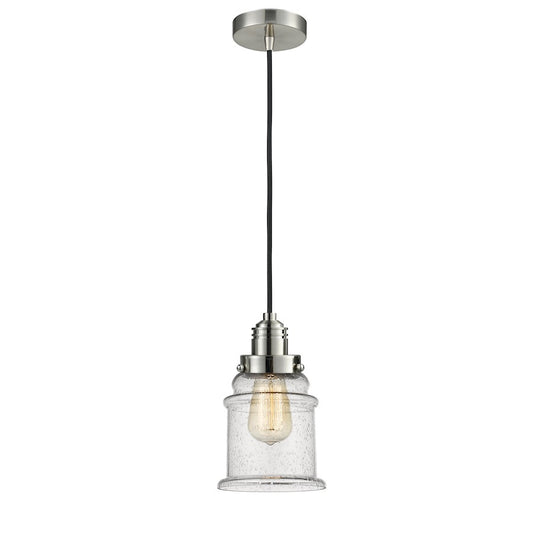 Innovations Winchester Canton 11in 2-Light Mini Pendant | Industrial Satin Nickel and Seedy Glass | Kitchen Island | Model 100SN-10BK-2H-SN-G184