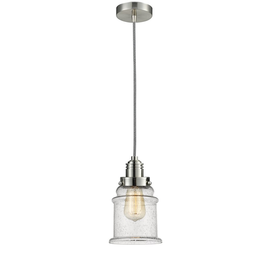 Innovations Winchester Canton 8in 1-Light Mini Pendant | Industrial Satin Nickel and Seedy Glass | Kitchen Island | Model 100SN-10BW-2H-SN-G184