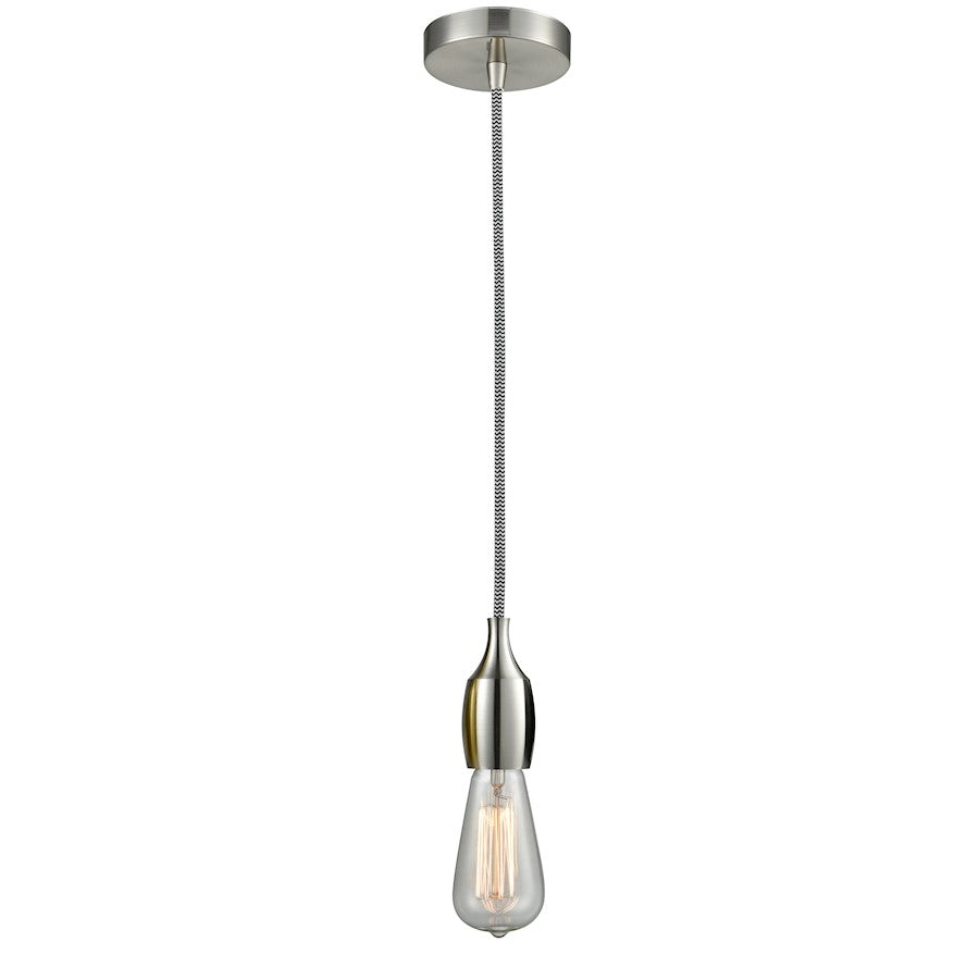 Innovations Chelsea Bare Bulb Mini Pendant, SN/Amber/Zebra