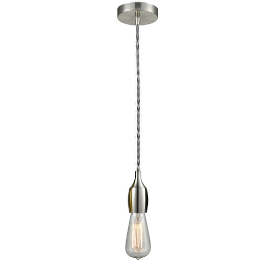 Innovations Chelsea Bare Bulb Mini Pendant, SN/Amber/Zebra
