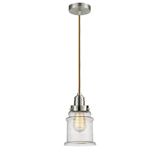 Innovations Winchester Canton 8in 2-Light Mini Pendant | Industrial Satin Nickel and Seedy Glass | Kitchen Island | Model 100SN-10CR-2H-SN-G184