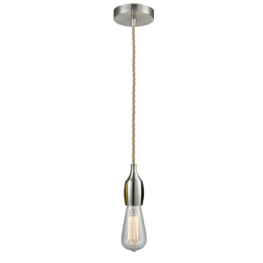 Innovations Chelsea Bare Bulb Mini Pendant, SN/Amber/Rope
