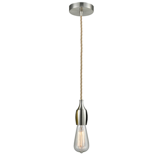Innovations Chelsea Bare Bulb Mini Pendant, SN/Amber/Rope