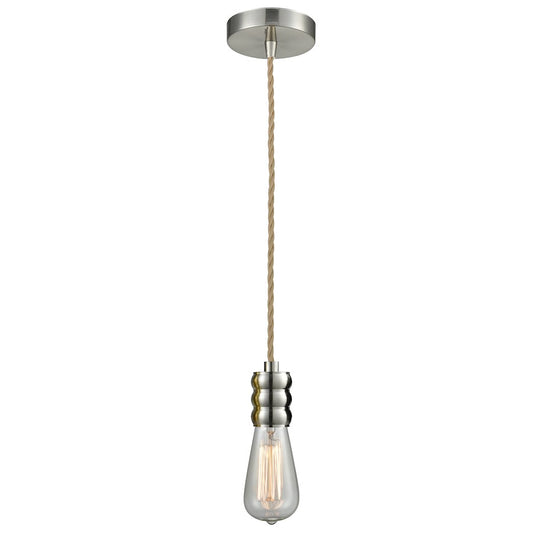 Innovations Gatsby Bare Bulb Mini Pendant, SN/Rope