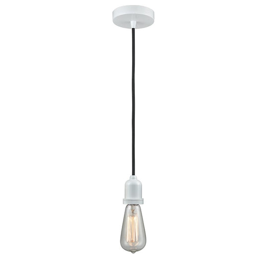Innovations Whitney Bare Bulb Mini Pendant, White/Black Cord