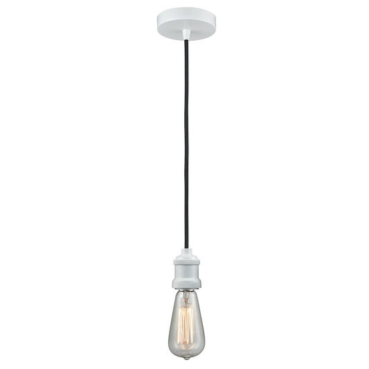 Innovations Edison Bare Bulb Mini Pendant, White/Amber/Black Cord