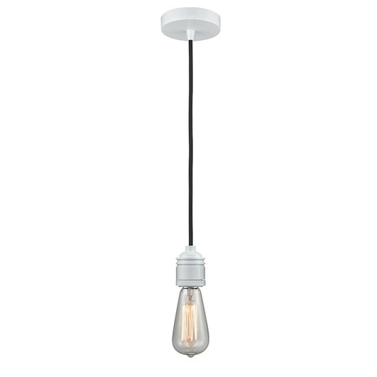 Innovations Winchester Bare Bulb Mini Pendant, White/Black Cord