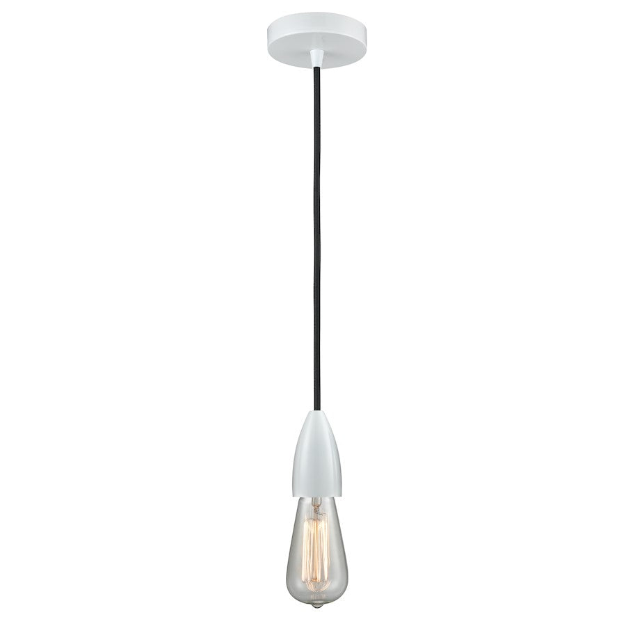 Innovations Fairchild Bare Bulb Mini Pendant, White/Black Cord