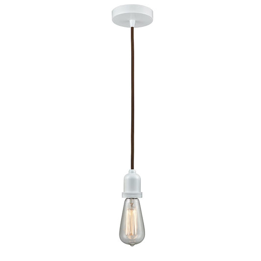 Innovations Whitney Bare Bulb Mini Pendant, White/Brown Cord