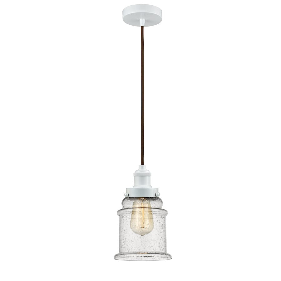 Innovations Edison Canton 8in Mini Pendant | Industrial White and Seedy Glass | Kitchen Island & Breakfast Bar | 11in H | Model 100W-10BR-1H-W-G184