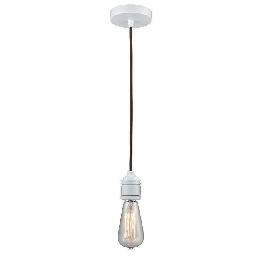 Innovations Winchester Bare Bulb Mini Pendant, White/Brown Cord