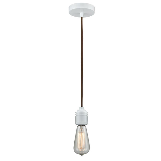Innovations Winchester Bare Bulb Mini Pendant, White/Brown Cord