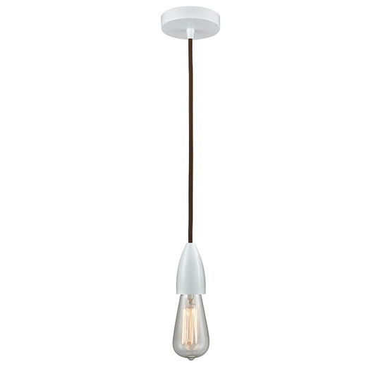 Innovations Fairchild Bare Bulb Mini Pendant, White/Brown Cord