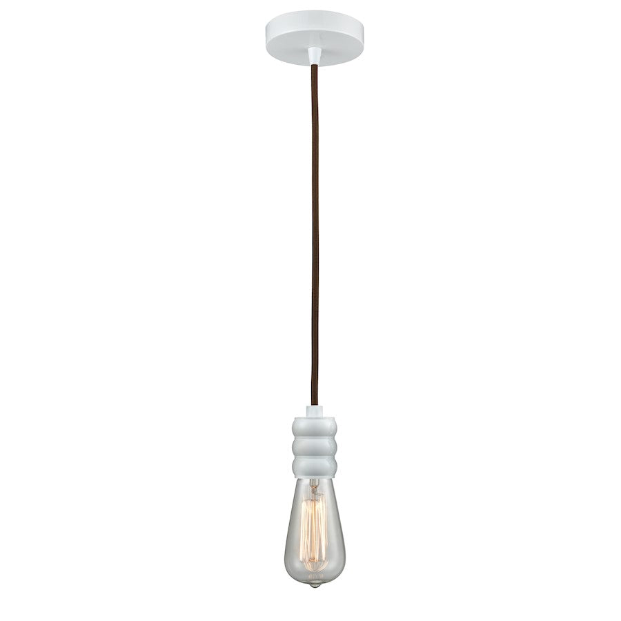 Innovations Gatsby Bare Bulb Mini Pendant, White/Brown Cord