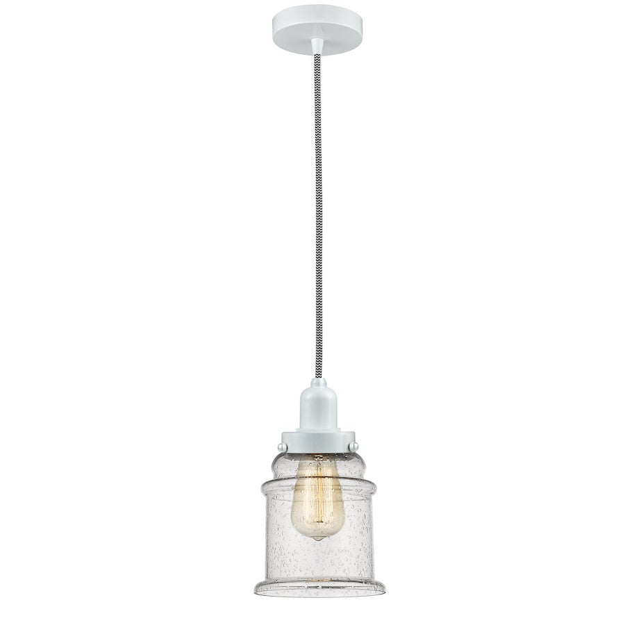 Innovations Whitney Canton 8in Mini Pendant | Industrial White and Seedy Glass | Kitchen Island & Dining Room | 11.25in | Model 100W-10BW-0H-W-G184