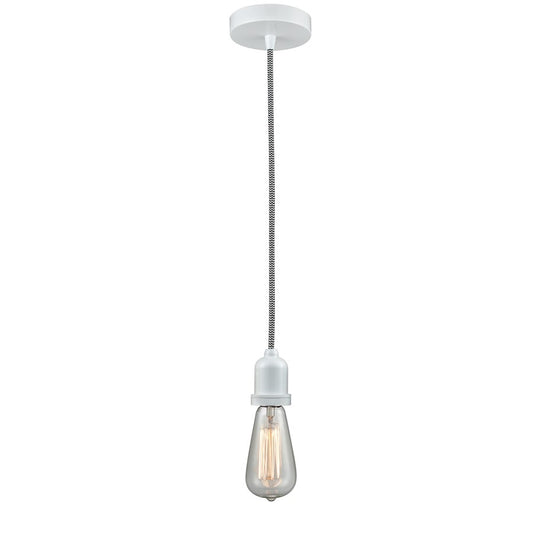 Innovations Whitney Bare Bulb Mini Pendant, White/Zebra Cord