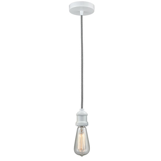 Innovations Edison Bare Bulb Mini Pendant, White/Amber/Zebra Cord