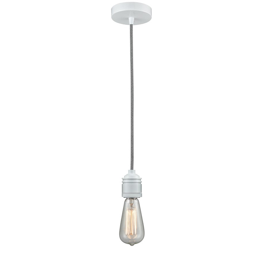 Innovations Winchester Bare Bulb Mini Pendant, White/Zebra Cord