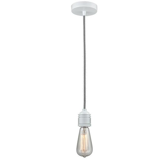 Innovations Winchester Bare Bulb Mini Pendant, White/Zebra Cord