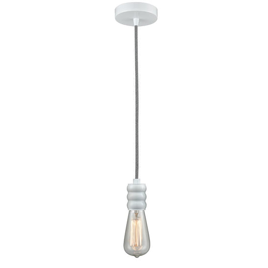 Innovations Gatsby Bare Bulb Mini Pendant, White/Zebra Cord