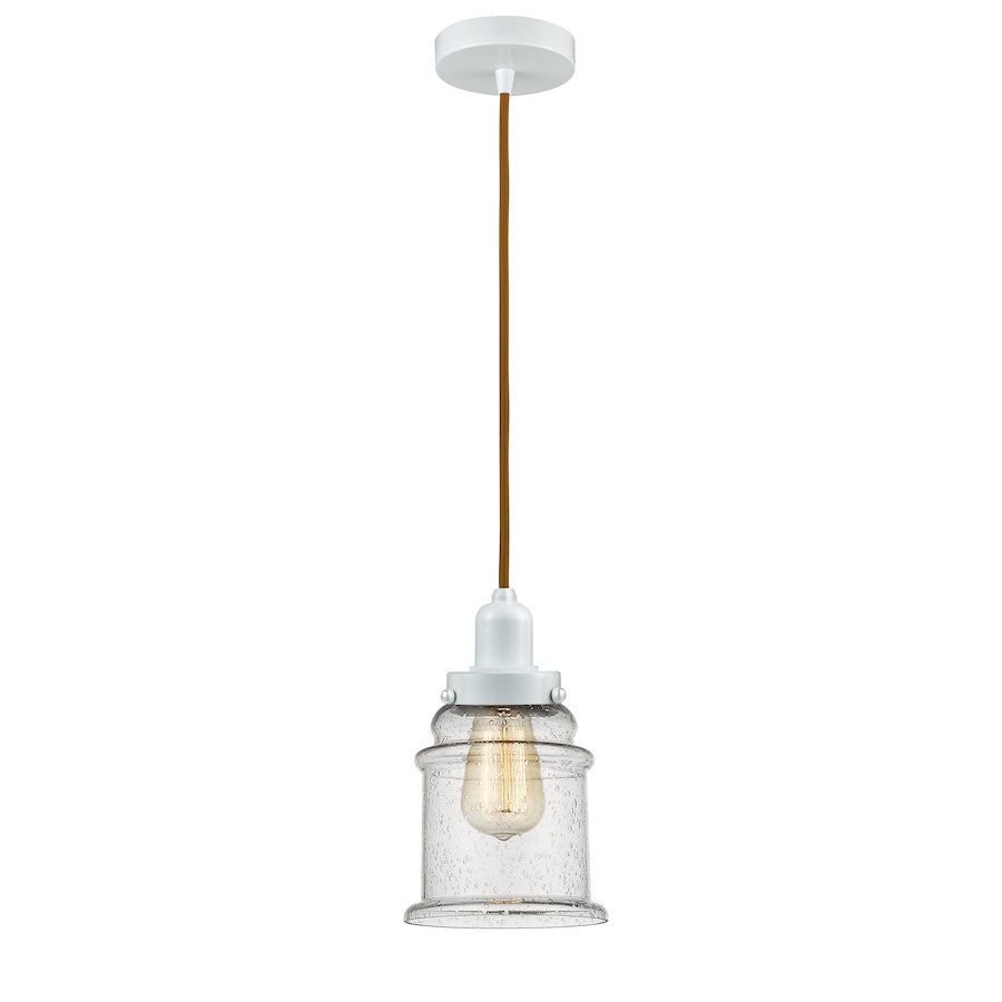 Innovations Whitney Canton 8in Mini Pendant | Industrial White and Seedy Glass | Kitchen Island & Dining Room | 11.25in | Model 100W-10CR-0H-W-G184