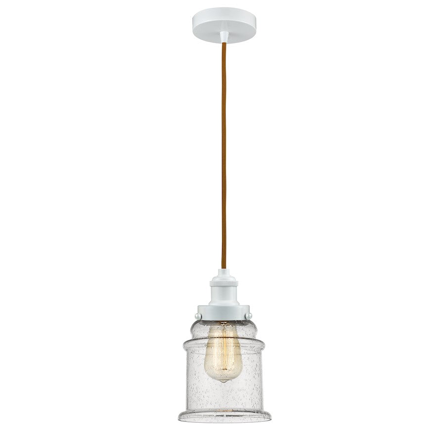 Innovations Edison Canton 8in 1-Light Mini Pendant | Industrial White and Seedy Glass | Kitchen Island & Dining Room | Model 100W-10CR-1H-W-G184
