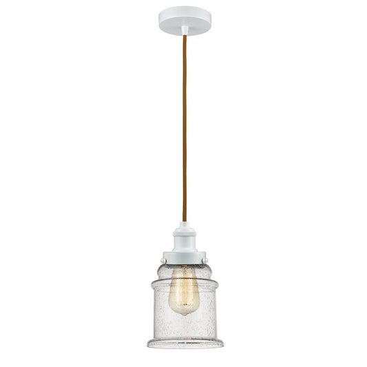 Innovations Edison Canton 8in 1-Light Mini Pendant | Industrial White and Seedy Glass | Kitchen Island & Dining Room | Model 100W-10CR-1H-W-G184