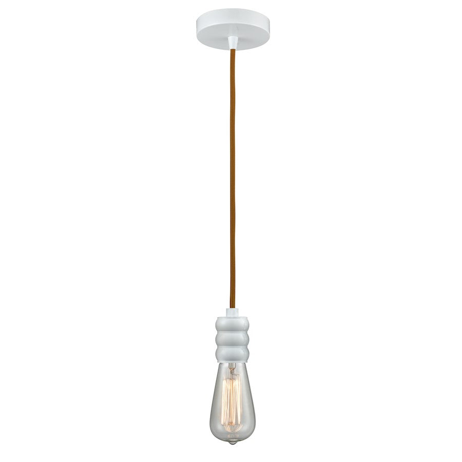 Innovations Gatsby Bare Bulb Mini Pendant, White/Copper Cord