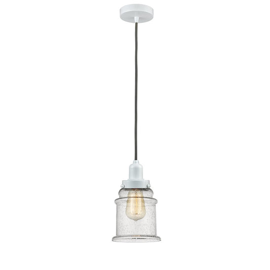 Innovations Canton 8in 1-Light Mini Pendant | Industrial White and Seedy Glass | Kitchen Island & Dining Room | 11.25in H | Model 100W-10GY-0H-W-G184