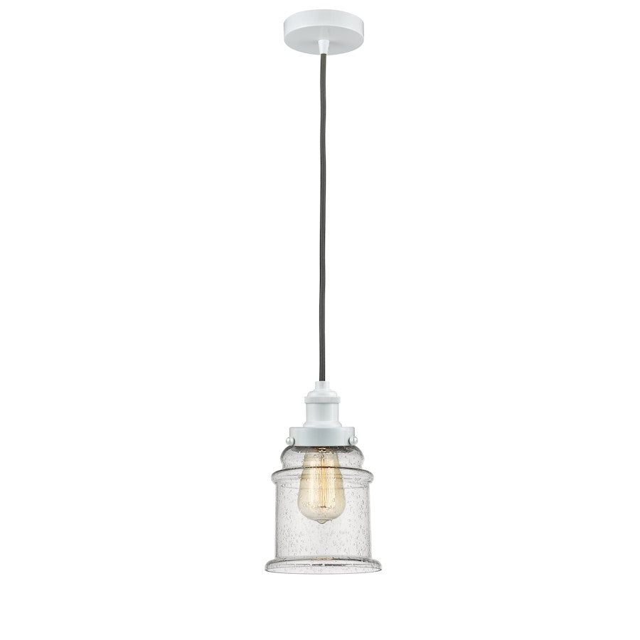 Innovations Lighting Edison Canton 8in 1-Light Mini Pendant | Industrial White and Seedy Glass | Kitchen Island & Bar | Model 100W-10GY-1H-W-G184
