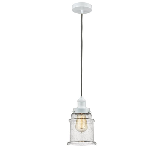 Innovations Lighting Edison Canton 8in 1-Light Mini Pendant | Industrial White and Seedy Glass | Kitchen Island & Bar | Model 100W-10GY-1H-W-G184