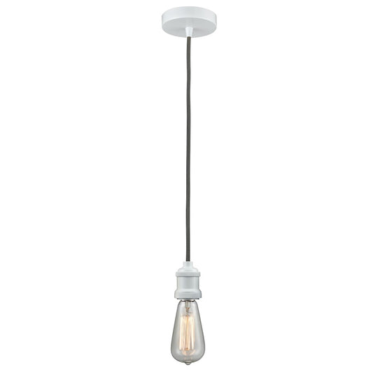 Innovations Edison Bare Bulb Mini Pendant, White/Amber/Gray Cord