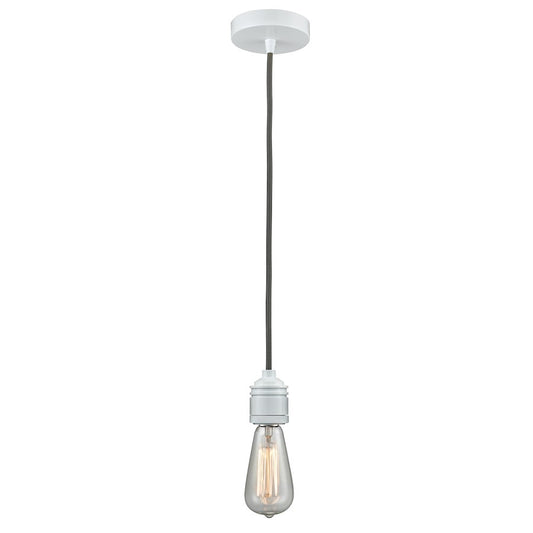 Innovations Winchester Bare Bulb Mini Pendant, White/Gray Cord
