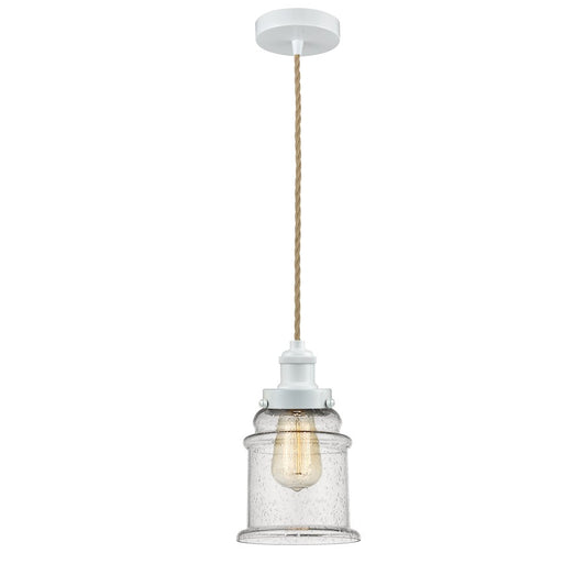Innovations Edison Canton 8in 1-Light Mini Pendant | Industrial White and Seedy Glass | Kitchen Island & Dining Room | Model 100W-10RE-1H-W-G184