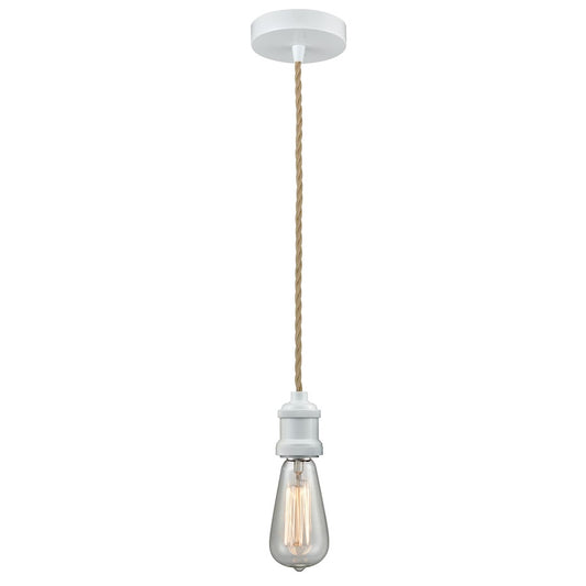 Innovations Edison Bare Bulb Mini Pendant, White/Amber/Rope Cord