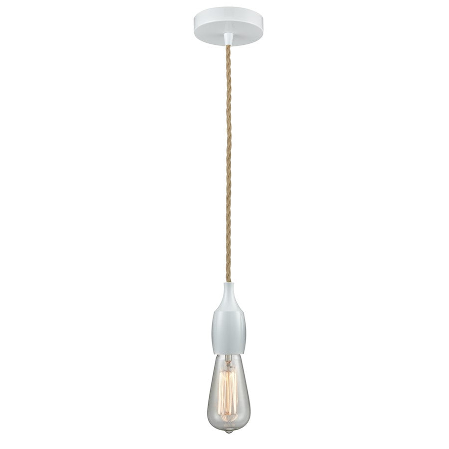 Innovations Chelsea Bare Bulb Mini Pendant, White/Amber/Rope Cord