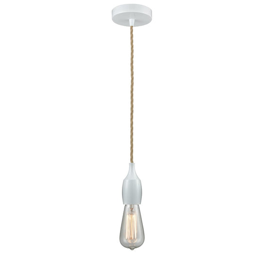 Innovations Chelsea Bare Bulb Mini Pendant, White/Amber/Rope Cord