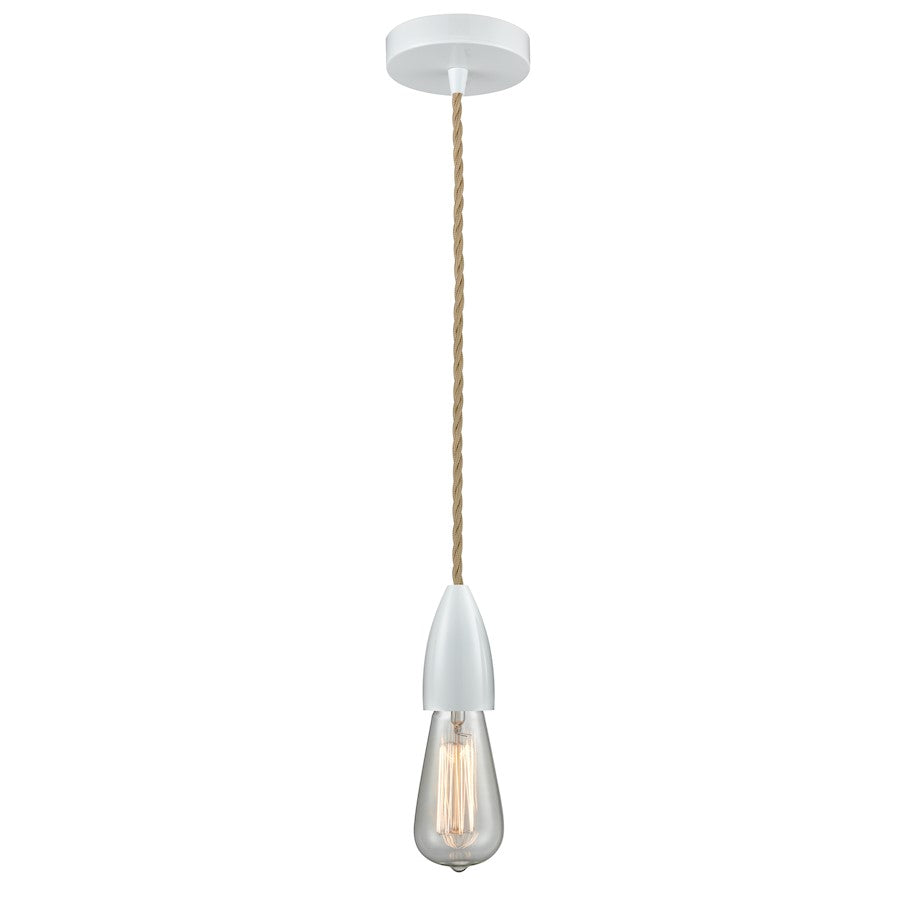 Innovations Fairchild Bare Bulb Mini Pendant, White/Rope Cord
