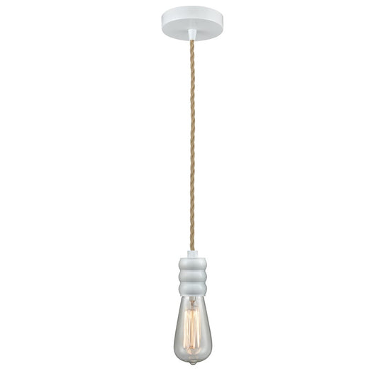 Innovations Gatsby Bare Bulb Mini Pendant, White/Rope Cord