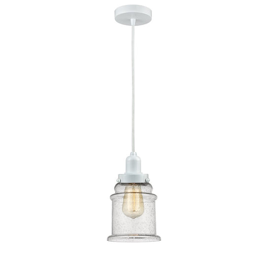 Innovations Whitney Canton 8in Mini Pendant | Industrial White and Seedy Glass | Kitchen Island & Bar Area | 8 x 11 in | Model 100W-10W-0H-W-G184