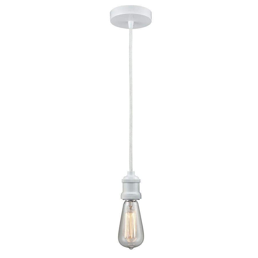 Innovations Edison Bare Bulb Mini Pendant, White/Amber/White Cord